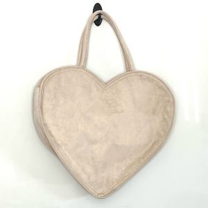 Erin Fetherston x Target heart tote shoulder bag in beige / cream faux suede